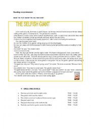 English Worksheet: Reading comprehension. The selfish giant