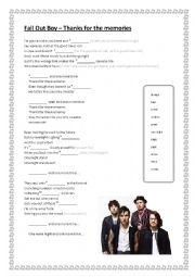 English Worksheet: Fall Out Boy - Thanks for the memories
