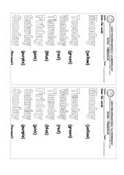 English Worksheet: Days of the week