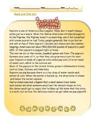 English Worksheet: Popcorn-read and find out