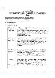 English Worksheet: Newsletter Book Report