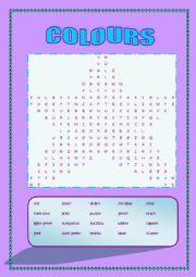 English Worksheet: colours wordsearch