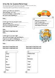 English Worksheet: Drive My Car by the Beatles - listening exercise