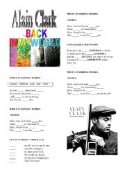 English Worksheet: ALAIN CLARK   Back in my world