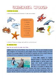 English Worksheet: undersea world