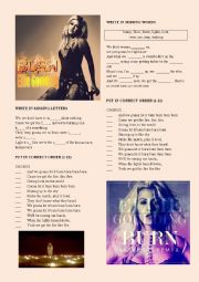 English Worksheet: Ellie Goulding Burn