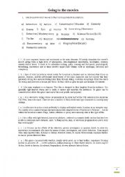 English Worksheet: GOING TO THE MOVIES (Kind and description - with answers)