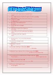 English Worksheet: rephrasing