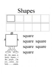English Worksheet: Shapes - Square