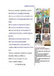 English Worksheet: A MESSY ROOM  (a poem + a pictionary)
