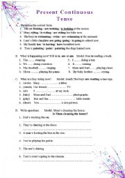 English Worksheet: Present continuous tense