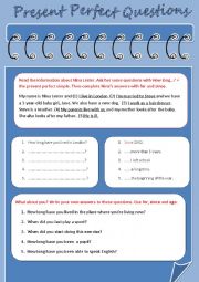 English Worksheet: Present Perfect Questions
