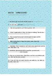 English Worksheet: Water expressions