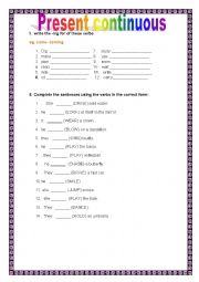 English Worksheet: Present Continuous Part 1