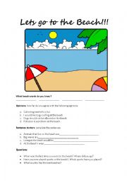 English Worksheet: The Beach