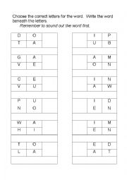 Spelling - CVC worksheet 