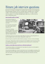 English Worksheet: Bizarre job interview questions