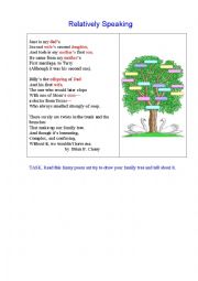 English Worksheet: FAMILY (a poem with terms of family members)