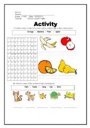 English Worksheet: fruits