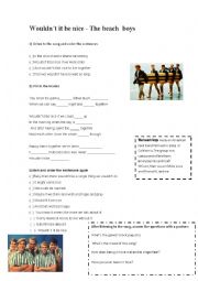 English Worksheet: the beach boys-wouldnt it be nice song worksheet