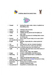 English Worksheet: clothing adjectives