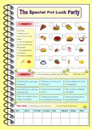 English Worksheet: The Special Pot Luck Party