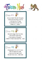 English Worksheet: The treasure hunt