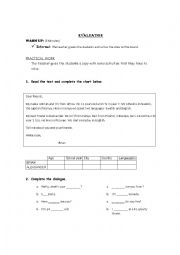 English Worksheet: lesson plan