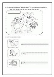 English Worksheet: fruits and animals