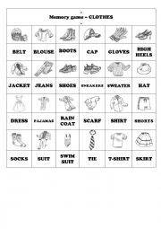 English Worksheet: Memory game