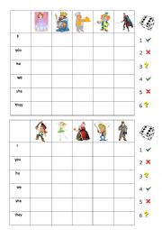 English Worksheet: The verb TO BE and Fairytale characters - Four In a Row game
