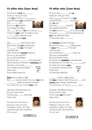 English Worksheet: 93 million miles Jason Mraz