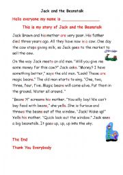 English Worksheet: Jack and the Beanstalk (Retell)