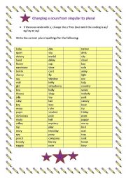 English Worksheet: Spelling rules - singular to plural nouns (Part 2)