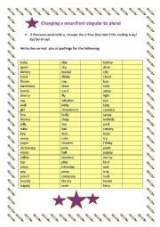 English Worksheet: Spelling rules - singular to plural nouns (Part 2)