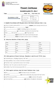 English Worksheet: Present Continuous