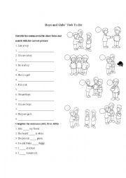 English Worksheet: Boys and Girls/Verb To Be