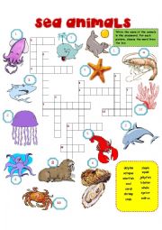 English Worksheet: sea animals