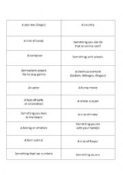 English Worksheet: Add on to  game Shout it out!