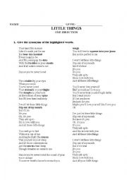 Song Little things - One Directions