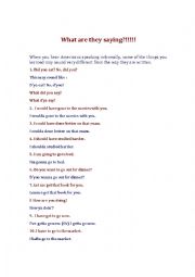 English Worksheet: What are they saying??!!!