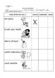 English Worksheet: frecuency adverbs