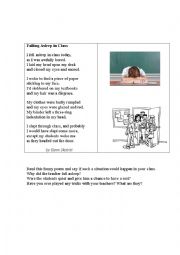 A FUNNY EVENT AT SCHOOL (a poem) - ESL worksheet by korova-daisy