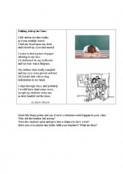 English Worksheet: A FUNNY EVENT AT SCHOOL (a poem)