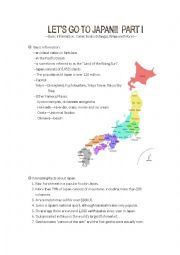 English Worksheet: Lets Go to Japan (I)--Basic Information, Manga and More!