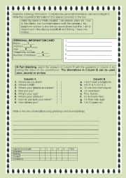 English Worksheet: Personal Information 3