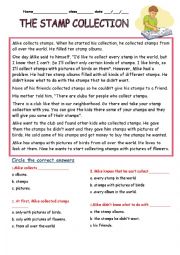 English Worksheet: The stamp collection