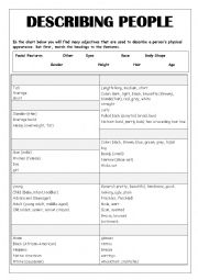 English Worksheet: Describing People