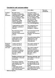 English Worksheet: Checklist for self- and peer- editing/formal letters