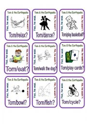 English Worksheet: Past Continuous (Tom & the Earthquake) Go Fish